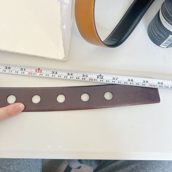 Michael Kors Brown Leather Belt Silver Buckle y2k Boho Chic Size M - Picture 4 of 6